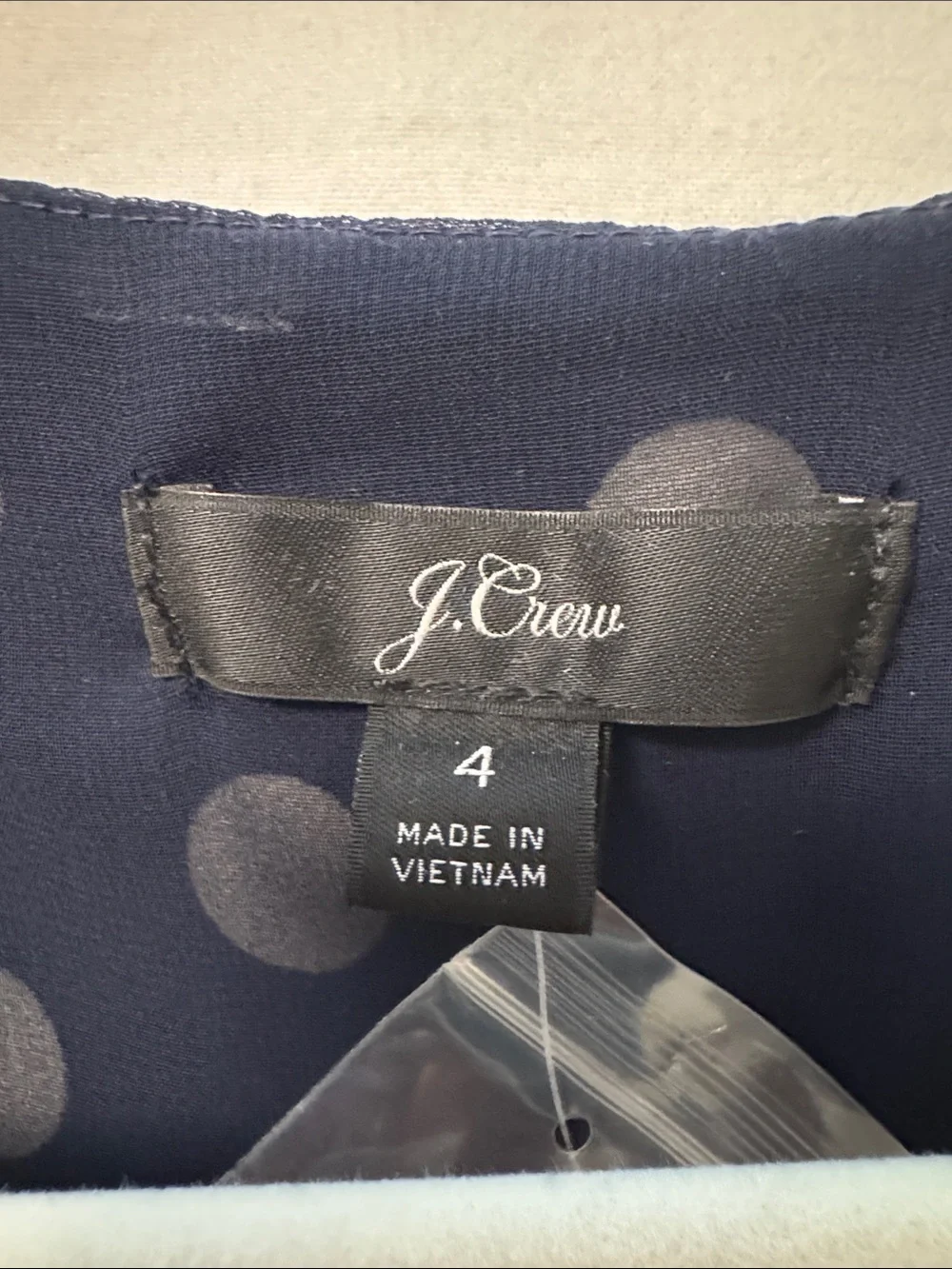 J. Crew Navy Polka Dot V-Neck Blouse